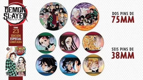 Demon Slayer Completo Box Set 1 al 23  +CAJA +STICKERS +PINS Kimetsu. En ESPAÑOL